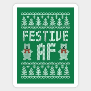 Festive AF - Funny Ugly Christmas Sweater - Polar Bears Sticker